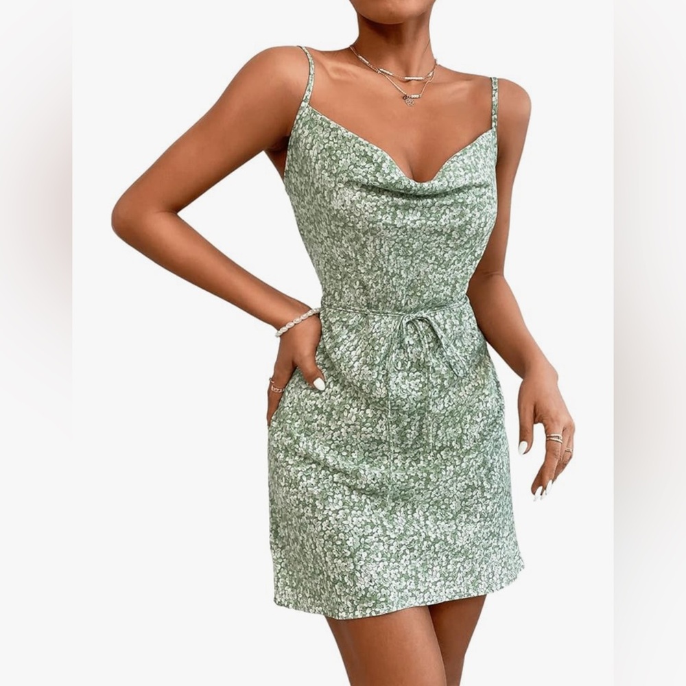 SweatyRocks Women's Floral Sleeveless Spaghetti Strap Summer Short Dress